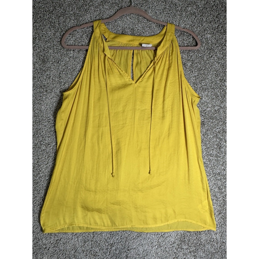 Cabi Yellow Sleeveless Blouse Top‎ V Neck Tie Front Lightweight Small